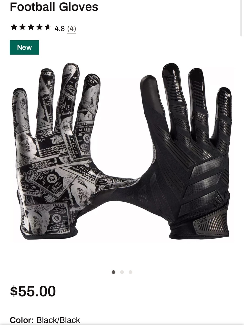 adidas Black Graphic Palm Football Gloves